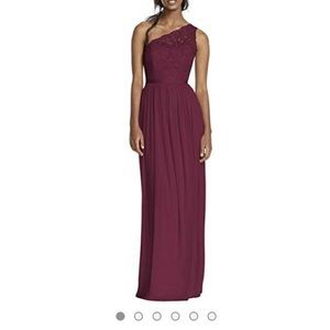 David’s Bridal wine one shoulder Bridesmaid dress